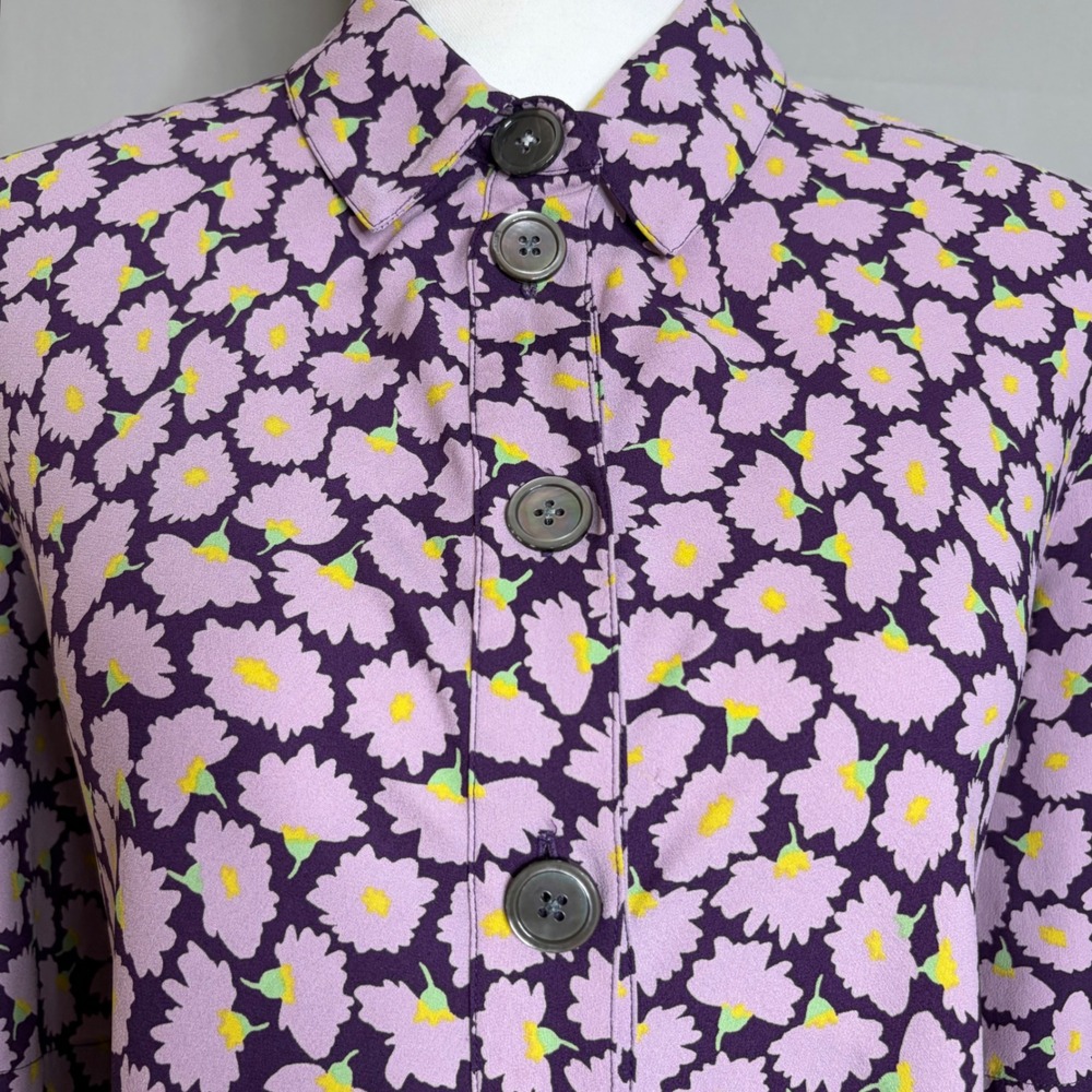 Kate Spade Sunny Bloom Shirt Dress Purple Floral Button Preppy Grunge Midi 16 - Picture 5 of 8